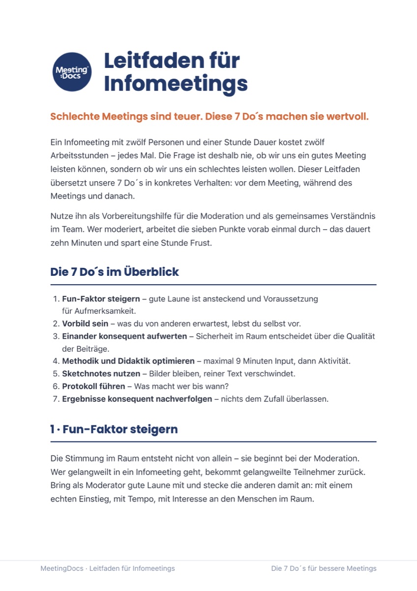 Vorschau des Leitfadens für Infomeetings